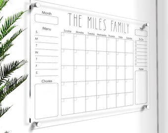 Personalized Wall Calendar | Acrylic Board for Home | Custom Acrylic Planner | Minimalist Planner | Monthly Family Planner | Home Decor