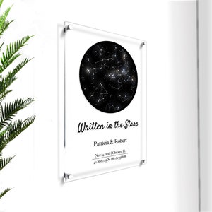 Acryl-Sternkarte | Benutzerdefinierte Sternenkarte nach Datum | 10-jähriges Jubiläumsgeschenk | Die Nacht, in der wir uns trafen | Geschenk für Sie | Personalisiertes Geschenk | 50. Jahrestag