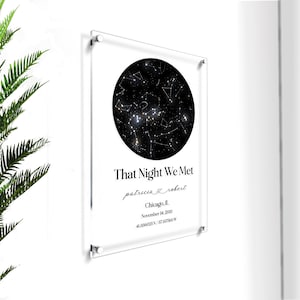 Mappa stellare personalizzata per data / Mappa delle costellazioni personalizzata / Cielo notturno per data / Targa acrilica / Regalo per lei / Regali per il 10° anniversario