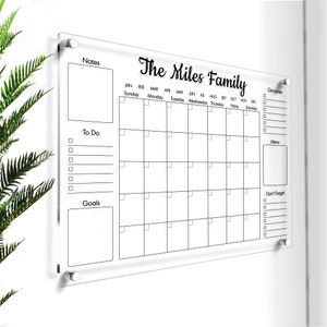 Acrylic Wall Calendar | Dry Erase Wall Planner | Large Monthly Weekly Calendar | Custom Wall Planner 2023 | GOLD Text Option | Free Preview