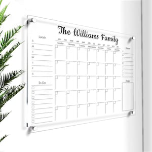 Acrylic Family Planner | Personalized Acrylic Calendar | Dry Erase Board | Personalized Monthly Planner | Home Acrylic Calendar With Side