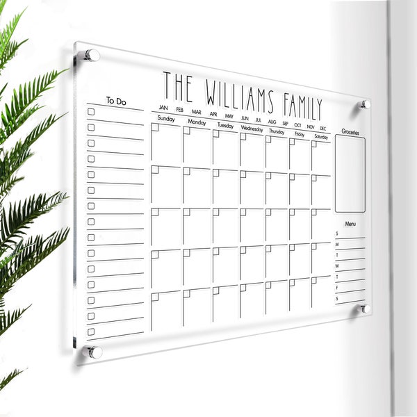 Family Calendar Acrylic | Home Living Acrylic Calendar With Side | Acrylic Planning Board | Personalized Calendar | Family Acrylic Calendar