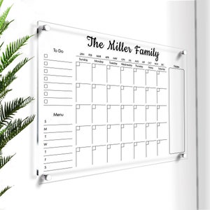 Large Acrylic Wall Calendar | Dry Erase Monthly Calendar | Acrylic Calendar for Wall | Custom Planner | Personalized Dry-Erase Calendar