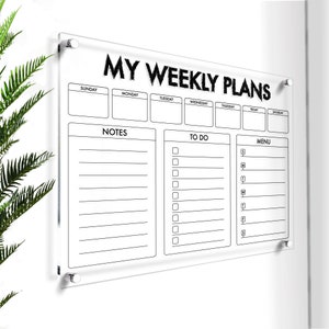 Dry Erase Weekly Planner | 2024 Command Center | Large Personalized Weekly Planner | Perpetual Memo Board | 2024 Vision Board | Free Preview