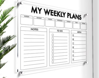 Dry Erase Weekly Planner | 2024 Command Center | Large Personalized Weekly Planner | Perpetual Memo Board | 2024 Vision Board | Free Preview