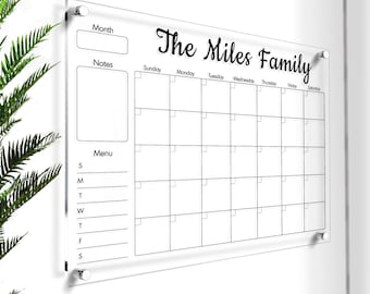 Custom Acrylic Family Planner | Wall Calendar | Dry Erase Planner | Large Minimalist Acrylic Calendar | Personal Sign | Custom Glass Board