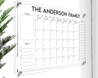 Family Calendar Gift for Couples | Personalized Acrylic Calendar | 2024 Wall Calendar | Custom Family Name Sign | Wedding Anniversary Gift