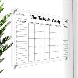 Large Acrylic Calendar | Personalized Monthly Planner | Personalized Wall Calendar | Wall Calendar Dry Erase | Dry Erase Calendar 2025