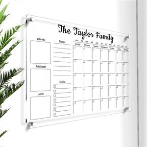 Acrylic Family Planner, Dry Erase Monthly Calendar