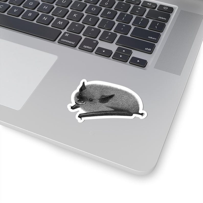 Hissing Bat Kiss-cut Stickers, Halloween Decal, Spooky Black and White ...