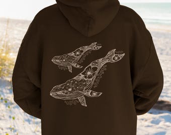 Sweat-shirt et sweat à capuche Whale Ocean Sweat à capuche Beachy Ocean Sweat à capuche noix de coco pour fille Sweats à capuche style inspiré de l'océan Cachalot Oceancore Vêtements femme