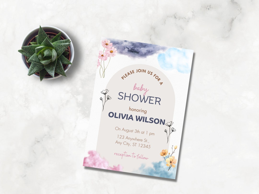 Colorful Baby Shower Invitation Printable Digital File - Etsy