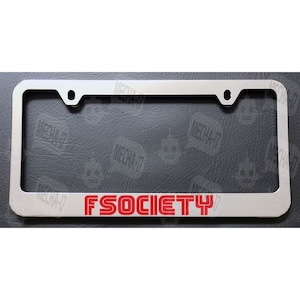Fsociety Chrome License Plate Frame