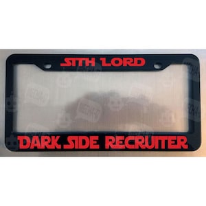 Sith Lord Dark Side Recruiter Glossy Black License Plate Frame