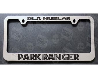 Isla Nublar Park Ranger Chrome License Plate Frame