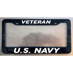 Veteran U.S. Navy Glossy Black License Plate Frame