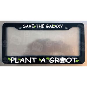 Save The Galaxy Plant A Groot Glossy Black License Plate Frame