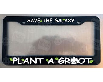 Save The Galaxy Plant A Groot Glossy Black License Plate Frame
