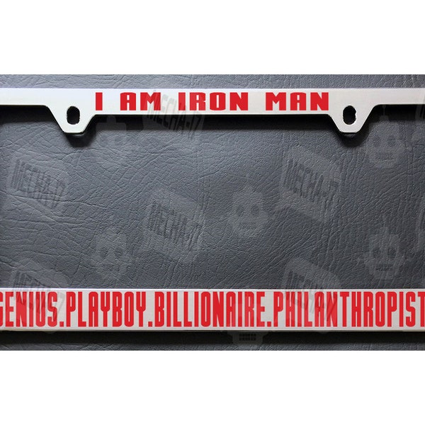 Genius Playboy Billionaire Philanthropist I Am Iron Man Chrome License Plate Frame