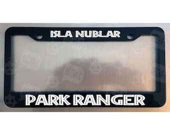 Isla Nublar Park Ranger Glossy Black License Plate Frame