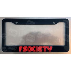 Fsociety Glossy Black License Plate Frame