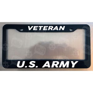 Veteran U.S. Army Glossy Black License Plate Frame