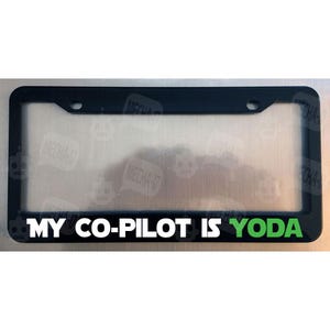 Moldura de placa preta brilhante My Co-pilot Is Yoda