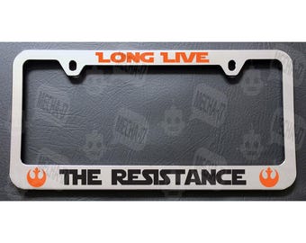 Long Live The Resistance Chrome License Plate Frame