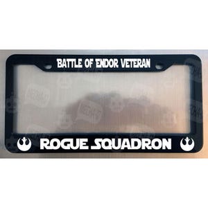 Rogue Squadron Battle Of Endor Veteran Logo Glossy Black License Plate Frame