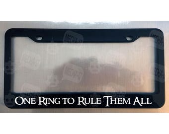 Un Anillo para Gobernarlos a Todos Marco de Matrícula Negro Brillante