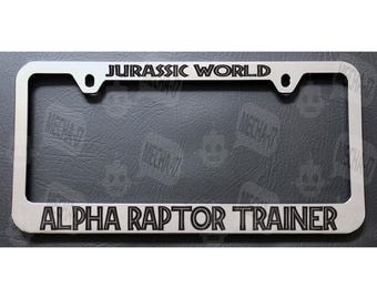 Jurassic World Alpha Raptor Trainer Chrome License Plate Frame