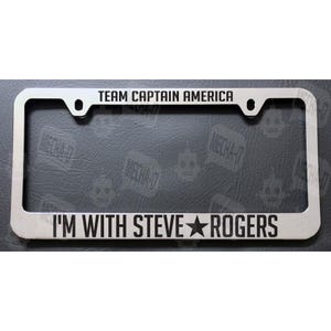 Team Captain America I&#39;m With Steve Rogers Chrome License Plate Frame