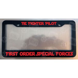 Moldura de placa de licença preta brilhante do piloto de caça Tie Fighter First Order Special Forces
