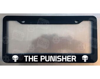 Glossy Black License Plate Frame - The Punisher Style