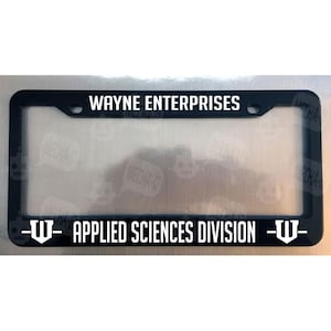 Wayne Enterprises Applied Sciences Division Glossy Black License Plate Frame