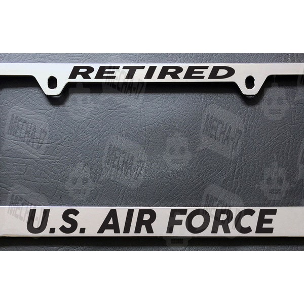 RETIRED U.S. AIR FORCE Chrome License Plate Frame