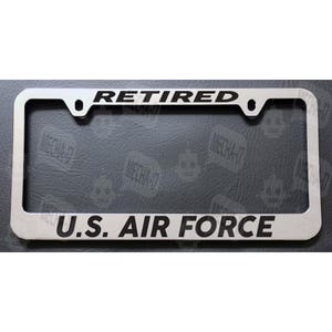 RETIRED U.S. AIR FORCE Chrome License Plate Frame