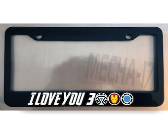 Marco para matrícula negro brillante I Love You 3000