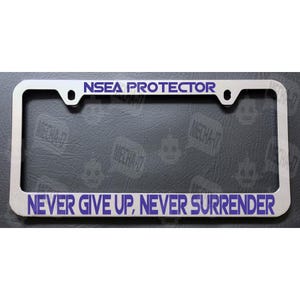 Nsea Protector Never Give Up Never Surrender Chrome License Plate Frame