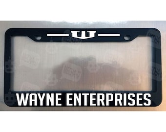 Wayne Enterprises Glossy Black Metal License Plate Frame