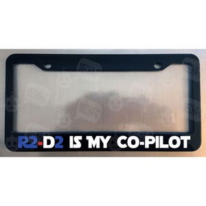 R2-D2 é meu copiloto Moldura de placa preta brilhante