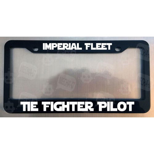 Imperial Fleet Tie Fighter Pilot   Black Metal License Plate Frame