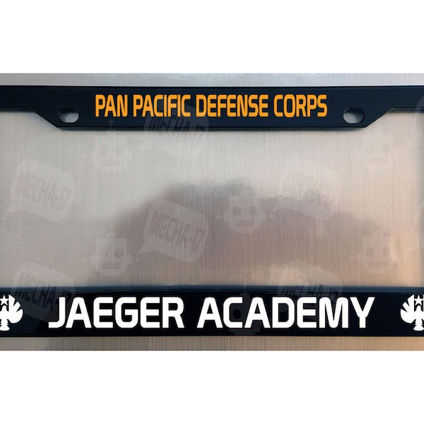 Jaeger Academy Pan Pacific Defense Corps Glossy Black License Plate Frame