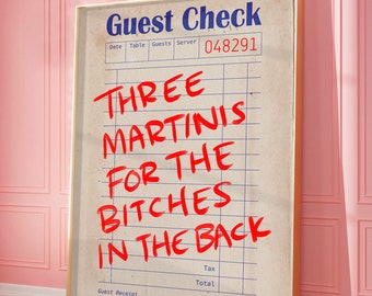 Sprawdź gościa Wydrukuj modną sztukę ścienną Martini Besties Plakat Vintage Decor Bar Cart Art Modna sztuka do druku Preppy Prints Sztuka cyfrowa