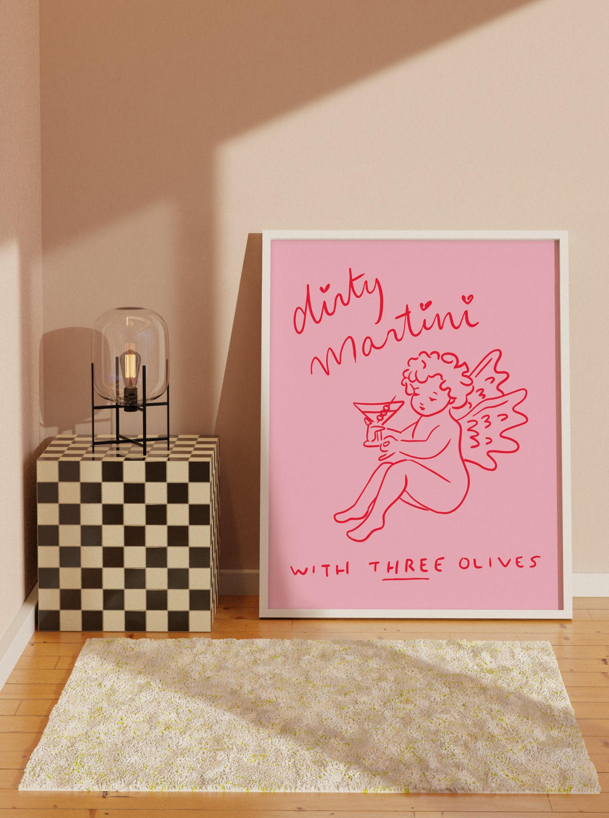 Digital Download Print dirty Martini in Pink 24x30, 16x20, 8x10 Sizes