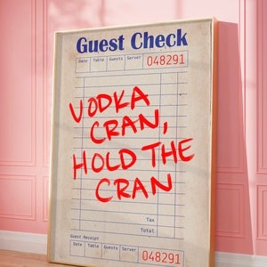 Gast Check Print Trendy Wall Art Wodka Cran Poster Vintage Decor Bar Cranberry Cart Art Trendy druckbare Kunst Preppy Prints Kunst Digital