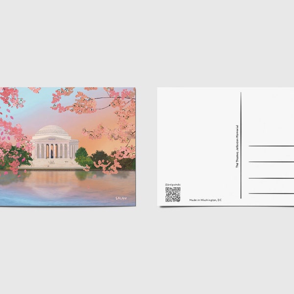 Cherry Blossom Washington DC Postcard - The Thomas Jefferson Memorial