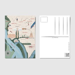 Carte postale de carte de Washington DC - carte DC dessinée à la main !