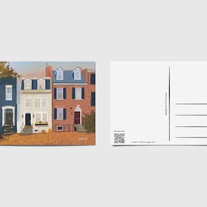 Carte postale de Washington DC - Maisons en rangée de Georgetown