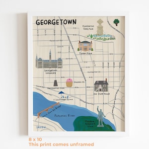 Washington DC Georgetown Map Print I Georgetown University, Potomac River, Dumbarton Oaks Park and more!